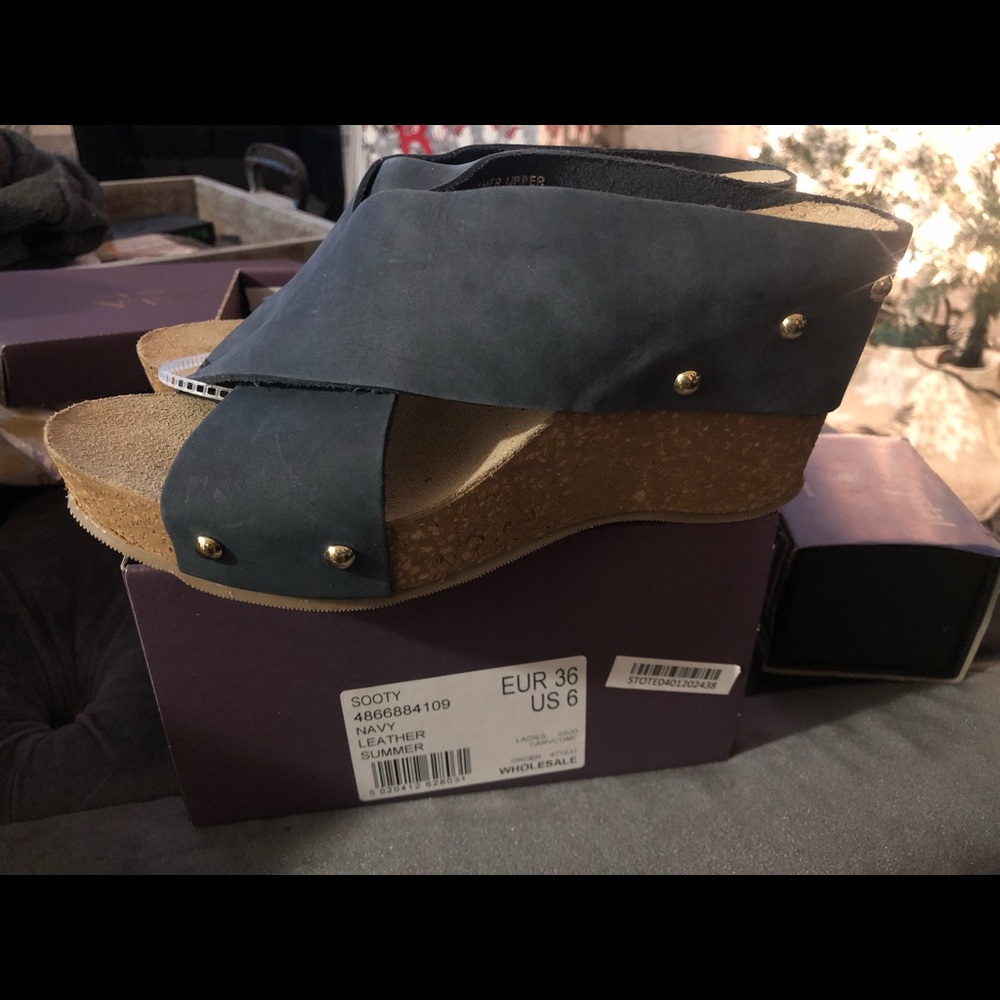 Brand new with tags. Blue suede wedges. Size 6